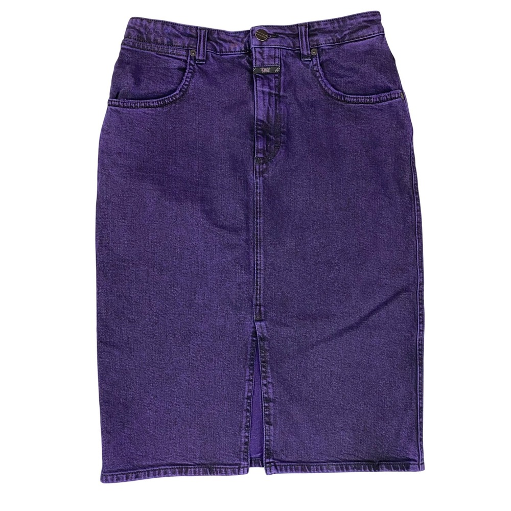 Closed Emmett Candiani Denim High Rise Midi Skirt Women 29 Purple Vintage